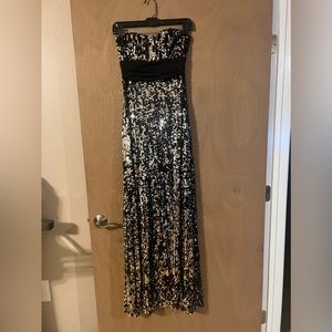 Black and silver sequin dress, fully lined, with partial back out-Size M